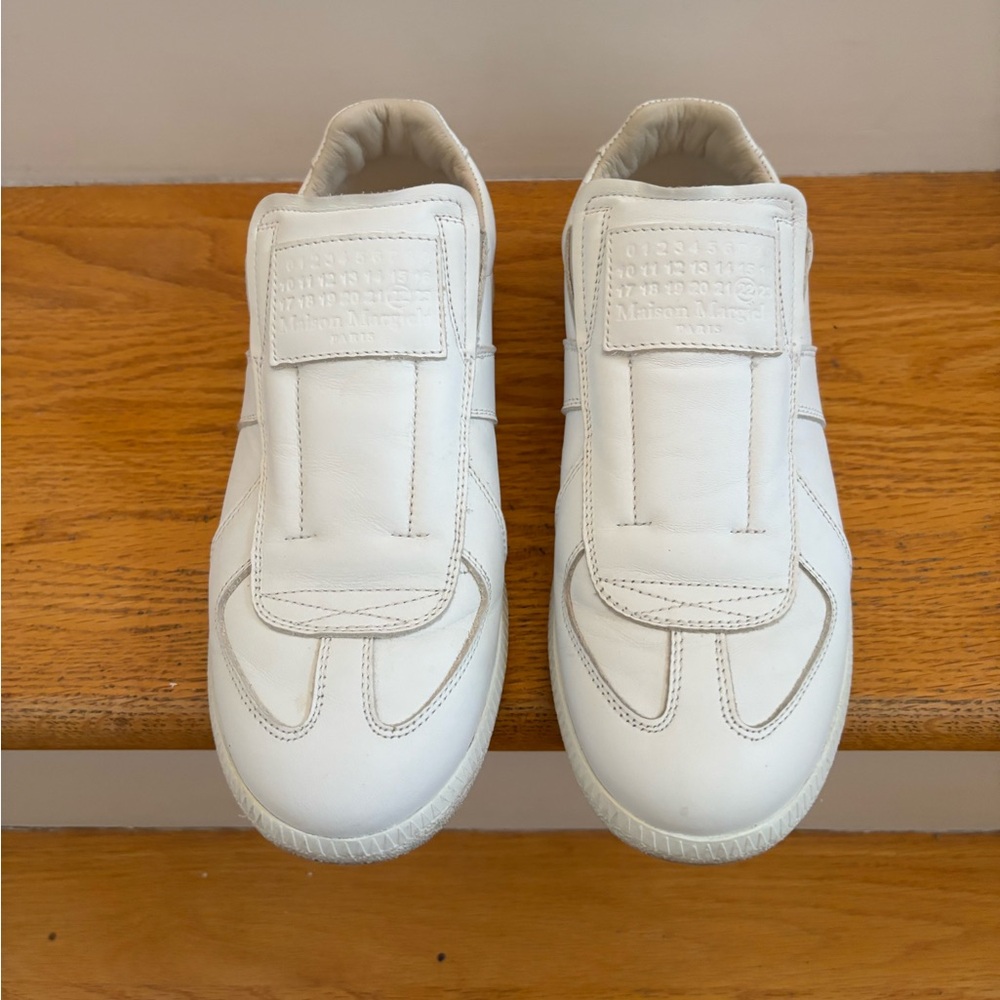 Maison Margiela Paris White Leather Sneakers. Slip-on. Made in Italy. Euro 37. - Picture 4 of 8